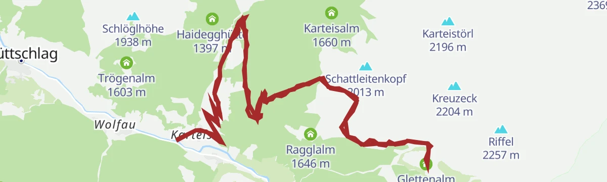 Route map: Hüttschlag: Glettenalm